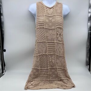 Zara Beige Crochet Knit Mini Dress